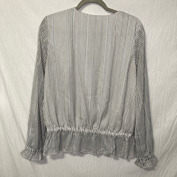 Loft Women's Size Medium Striped Peplum Blouse - Picture 2 of 8